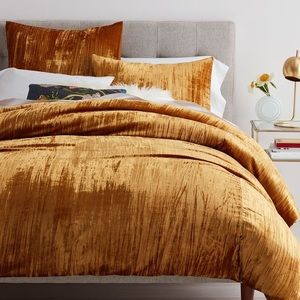 West Elm Crinkle Velvet Duvet Cover & Shams